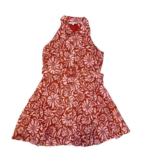 Veronica Beard Beau Red Pink Floral Print Belted Linen Halter Flowy Dress sz 12 - threedaughtersproperties.com Veronica Beard Beau Red Pink Floral Print Belted Linen Halter Flowy Dress sz 12 - threedaughtersproperties.com